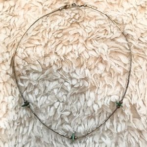 Silver Bead & Turquoise Stone Choker Necklace
